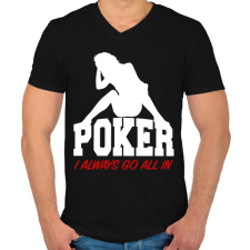 PRINTFASHION Póker all in - Férfi V-nyakú póló - Fekete férfi póló