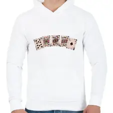 PRINTFASHION Póker - Férfi kapucnis pulóver - Fehér férfi pulóver, kardigán