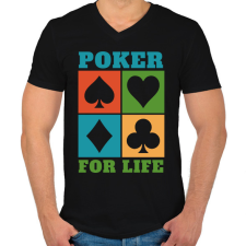 PRINTFASHION Poker - Férfi V-nyakú póló - Fekete férfi póló
