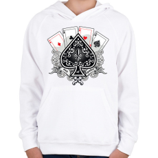 PRINTFASHION póker - Gyerek kapucnis pulóver - Fehér