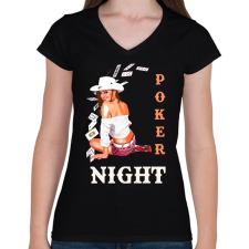 PRINTFASHION POKER NIGHT - Női V-nyakú póló - Fekete női póló