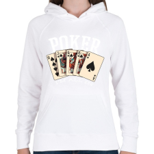 PRINTFASHION Póker - Női kapucnis pulóver - Fehér női pulóver, kardigán