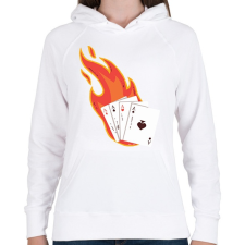 PRINTFASHION Póker - Női kapucnis pulóver - Fehér női pulóver, kardigán