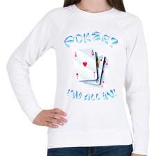 PRINTFASHION Póker - Női pulóver - Fehér női pulóver, kardigán