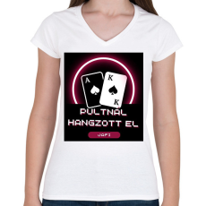 PRINTFASHION póker - Női V-nyakú póló - Fehér