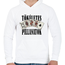 PRINTFASHION Póker Royal flush - tökéletes pillanatok - Férfi kapucnis pulóver - Fehér férfi pulóver, kardigán