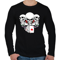 PRINTFASHION Poker Skulls - Férfi hosszú ujjú póló - Fekete