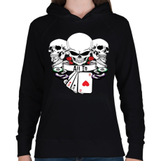 PRINTFASHION Poker Skulls - Női kapucnis pulóver - Fekete