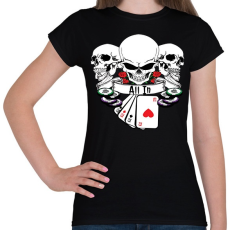 PRINTFASHION Poker Skulls - Női póló - Fekete