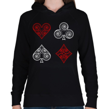 PRINTFASHION Póker szimbólumok - Női kapucnis pulóver - Fekete női pulóver, kardigán