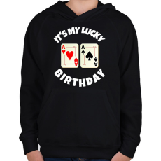 PRINTFASHION POKER SZÜLINAP - Gyerek kapucnis pulóver - Fekete