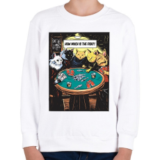 PRINTFASHION Pókerező macskák - Gyerek pulóver - Fehér