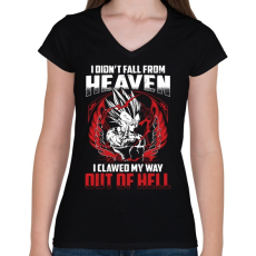 PRINTFASHION Pokolból - Női V-nyakú póló - Fekete