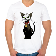 PRINTFASHION Pokoli cica - Férfi V-nyakú póló - Fehér férfi póló