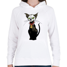PRINTFASHION Pokoli cica - Női kapucnis pulóver - Fehér női pulóver, kardigán