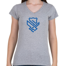 PRINTFASHION Police badge - Női V-nyakú póló - Sport szürke női póló