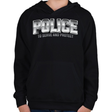 PRINTFASHION Police felirat - Gyerek kapucnis pulóver - Fekete gyerek pulóver, kardigán