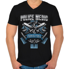 PRINTFASHION Police Medic - Férfi V-nyakú póló - Fekete férfi póló