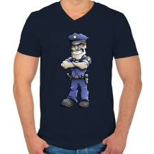 PRINTFASHION Policeman - Férfi V-nyakú póló - Sötétkék férfi póló