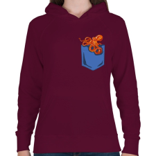PRINTFASHION Polip zseb - Női kapucnis pulóver - Bordó női pulóver, kardigán