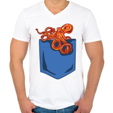 PRINTFASHION Polipos zseb - Férfi V-nyakú póló - Fehér férfi pulóver, kardigán