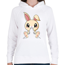 PRINTFASHION Póló rágó nyuszi - Női kapucnis pulóver - Fehér női pulóver, kardigán