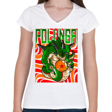 PRINTFASHION POLUNGA - DBZ - Női V-nyakú póló - Fehér