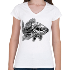 PRINTFASHION ponty - Női V-nyakú póló - Fehér női póló