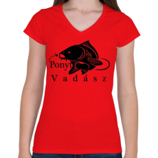 PRINTFASHION Ponty vadász - Női V-nyakú póló - Piros