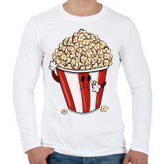 PRINTFASHION Popcorn - Férfi hosszú ujjú póló - Fehér