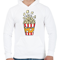 PRINTFASHION Popcorn zseb - Férfi kapucnis pulóver - Fehér