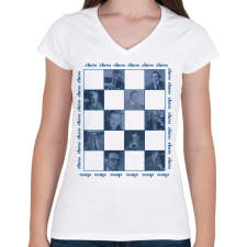 PRINTFASHION Popular chess players - Női V-nyakú póló - Fehér női póló