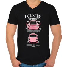 PRINTFASHION PORSCHE 911 TURBO S - Férfi V-nyakú póló - Fekete férfi póló