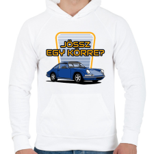 PRINTFASHION Porsche - Férfi kapucnis pulóver - Fehér férfi pulóver, kardigán