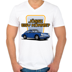 PRINTFASHION Porsche - Férfi V-nyakú póló - Fehér