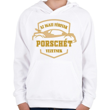 PRINTFASHION Porsche sofőr - Gyerek kapucnis pulóver - Fehér gyerek pulóver, kardigán