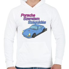 PRINTFASHION Porsche Szerelem Száguldás      | Babakék Edition - Férfi kapucnis pulóver - Fehér