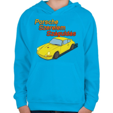 PRINTFASHION Porsche Szerelem Száguldás - Gyerek kapucnis pulóver - Azúrkék