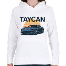 PRINTFASHION Porsche Taycan - Női kapucnis pulóver - Fehér női pulóver, kardigán
