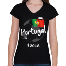 PRINTFASHION Portugália - Női V-nyakú póló - Fekete