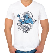 PRINTFASHION Poseidon - Görög tenger isten - Férfi V-nyakú póló - Fehér férfi póló