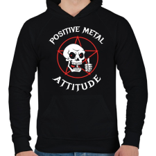PRINTFASHION Positive metal attitude - Férfi kapucnis pulóver - Fekete férfi pulóver, kardigán