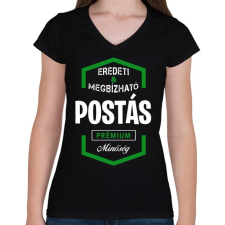 PRINTFASHION Postás prémium minőség - Női V-nyakú póló - Fekete női póló