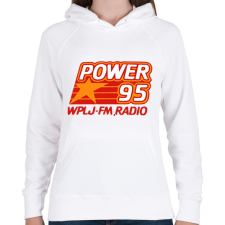 PRINTFASHION Power 95 - Női kapucnis pulóver - Fehér női pulóver, kardigán