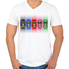 PRINTFASHION Power Rangers - Férfi V-nyakú póló - Fehér