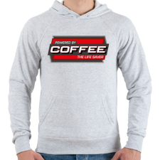 PRINTFASHION Powered by Coffee - Férfi kapucnis pulóver - Sport szürke férfi pulóver, kardigán