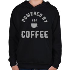 PRINTFASHION Powered by Coffee - Gyerek kapucnis pulóver - Fekete