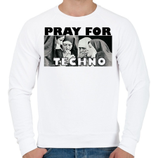 PRINTFASHION Pray for Techno - Férfi pulóver - Fehér férfi pulóver, kardigán