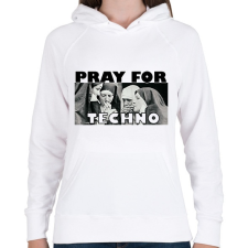 PRINTFASHION Pray for Techno - Női kapucnis pulóver - Fehér női pulóver, kardigán