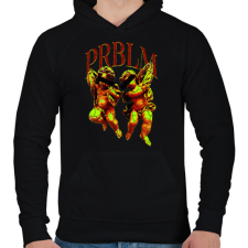 PRINTFASHION PRBLM - Férfi kapucnis pulóver - Fekete férfi pulóver, kardigán
